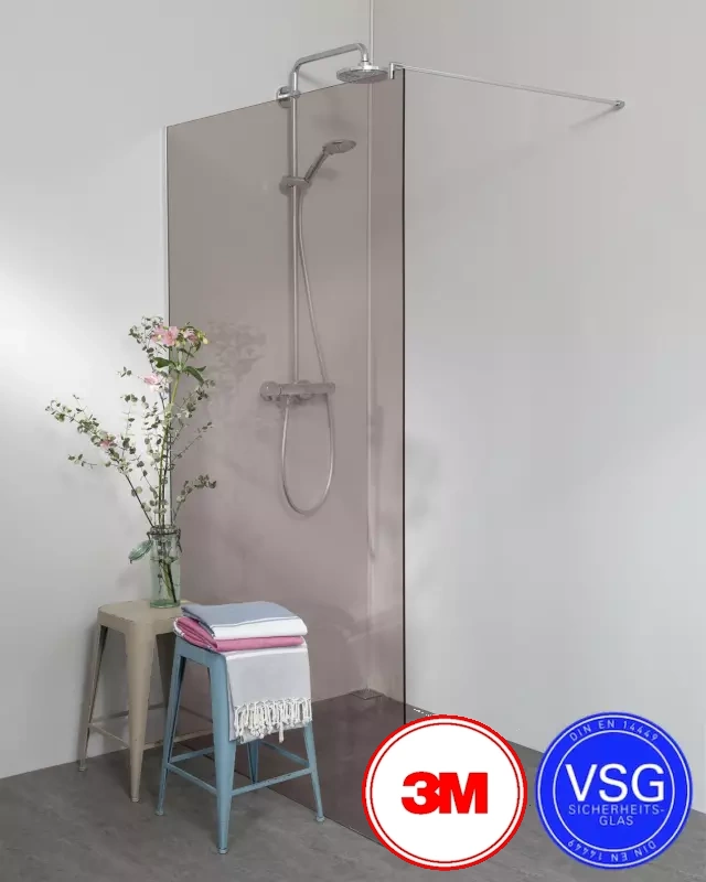 VSG Duschwand zum Kleben mit Klemmprofil Maßanfertigung
