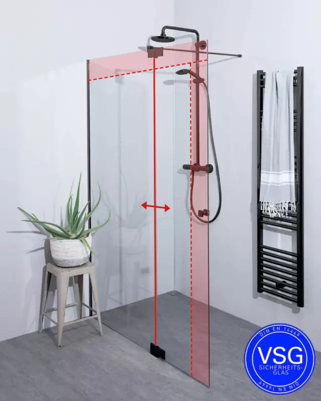 Begehbare Dusche: Duschwand mit Wandprofil & Klappteil nach Maß