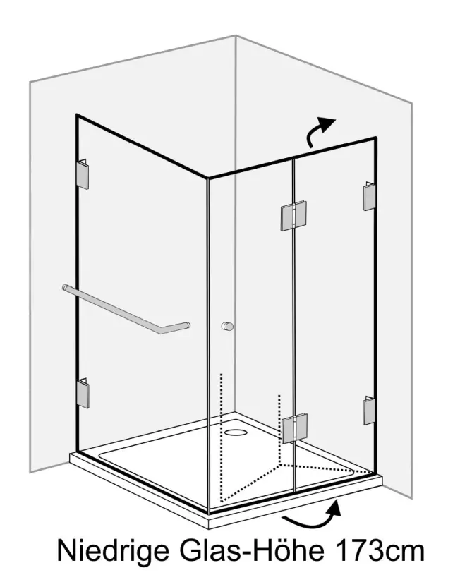 FK1S, Eck Falt-Duschkabine + Festwand, Glas klar, verchromt, H=173cm