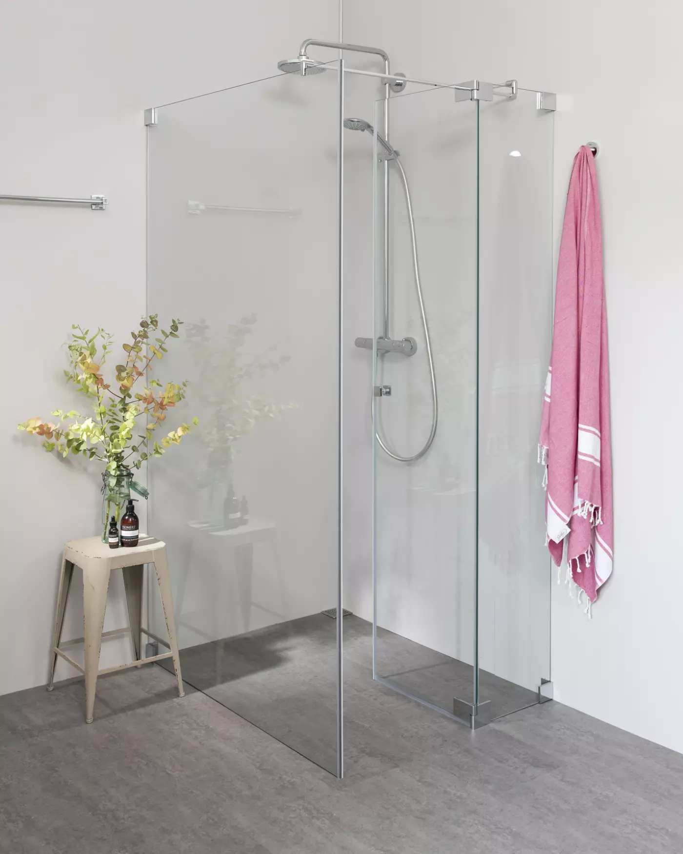 Eck Duschkabine 120x90 mit Pendeltür und fester Seitenwand & Duschwanne