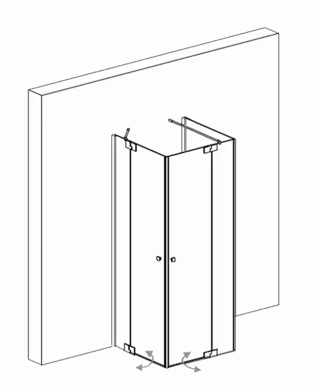 Teilgerahmte Dusche U Form mit 2 Pendeltüren als Eckeinstieg, Sondermaße