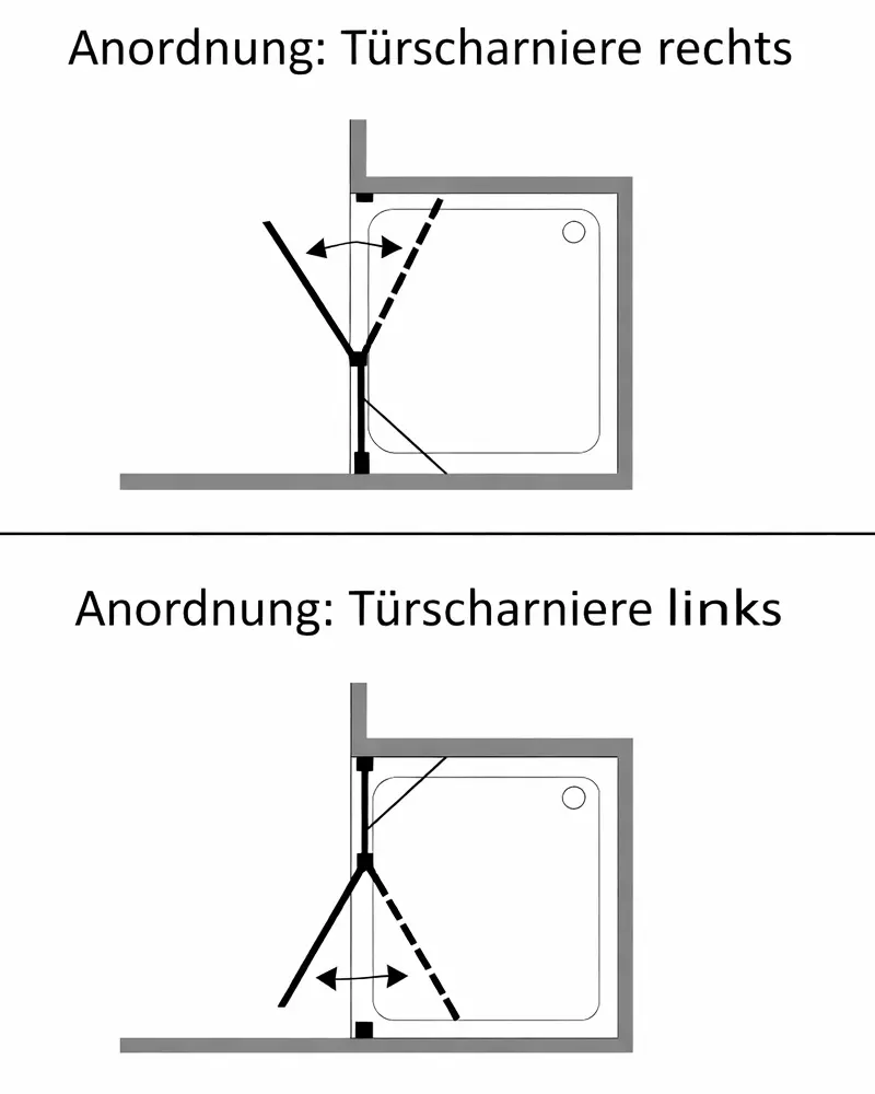 Teilgerahmte Nischendusche mit Pendeltür, große Sondermaße
