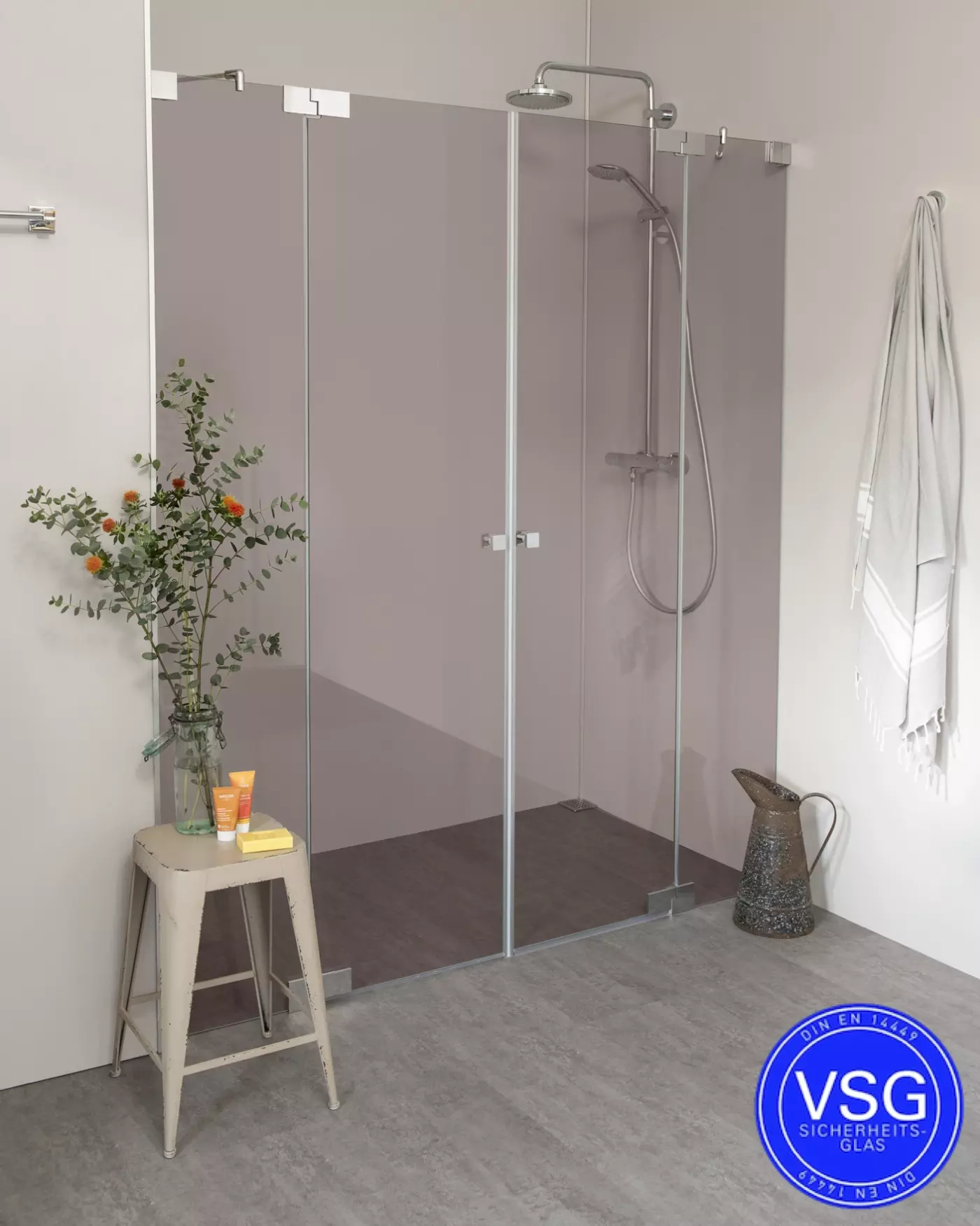 VSG Nischendusche mit Pendeltür an Wand Sondermaße