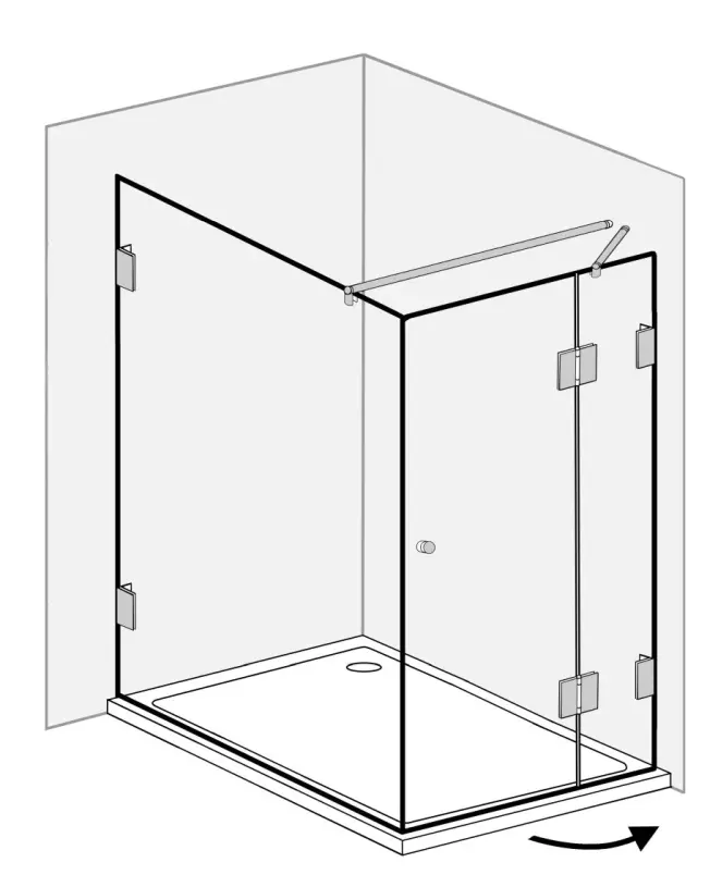 BXSX, Bündige Eck-Dusche + Festwand 120cm, Glas klar, verchromt, H=195cm