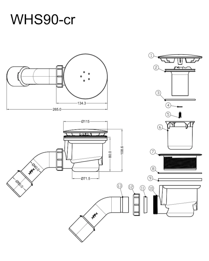 Ablaufgarnitur Dusche Edelstahl-Cover chrom für Duschwannen Ablauf D=90mm
