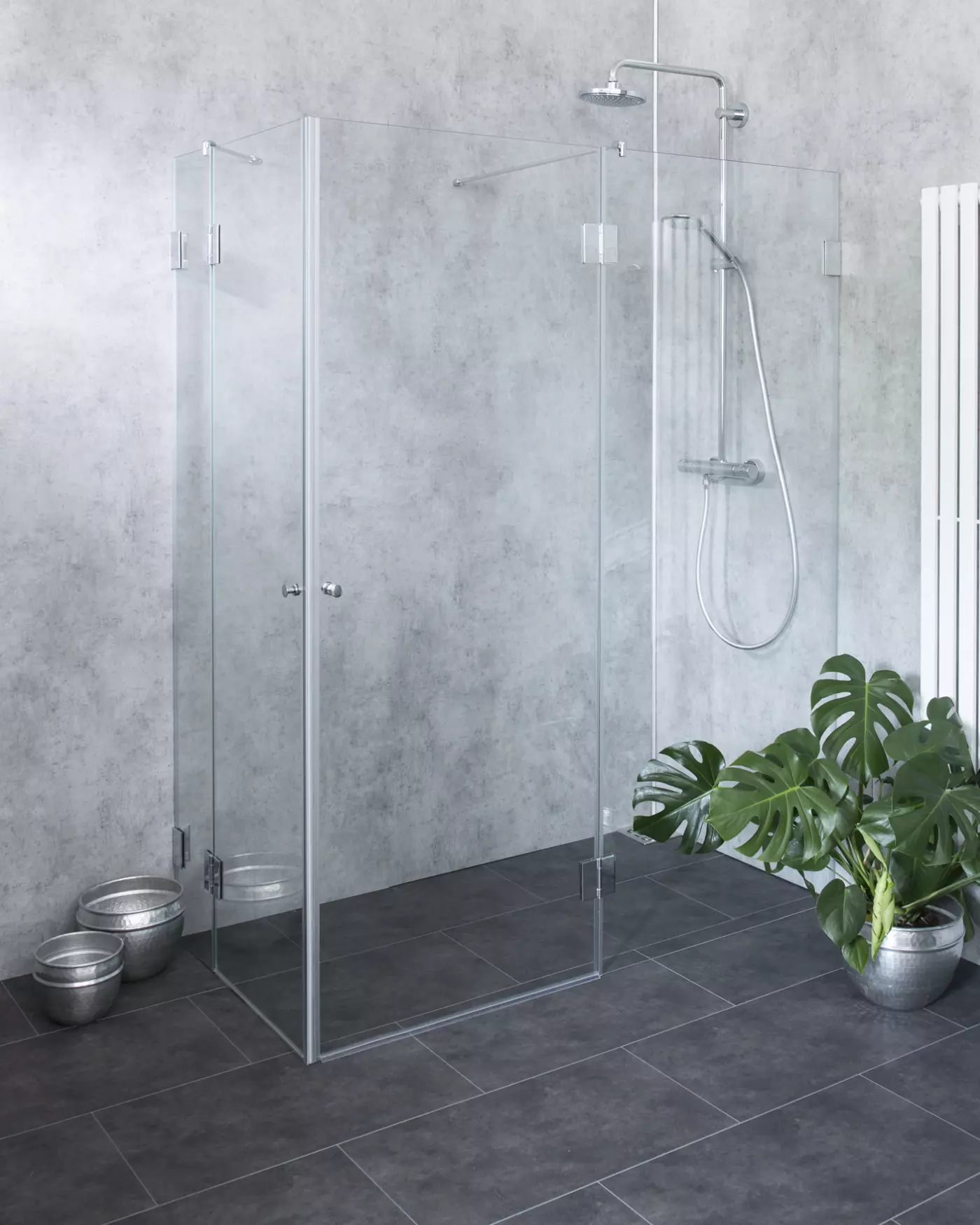 Bündige Eck-Dusche mit 2 Türen