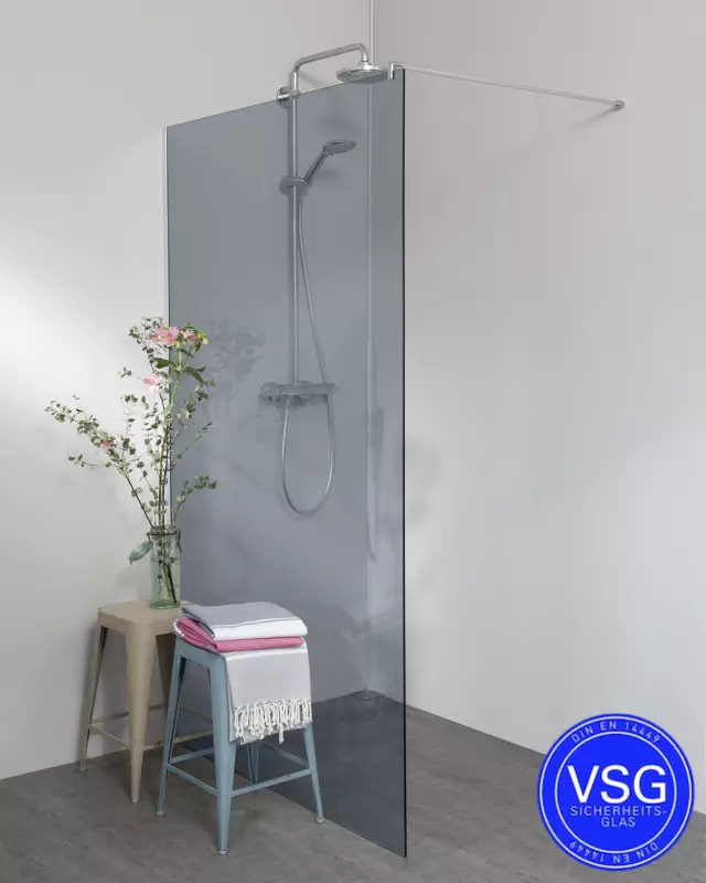 VSG Duschwand mit Klemmprofil Maßanfertigung bis 230 cm Höhe