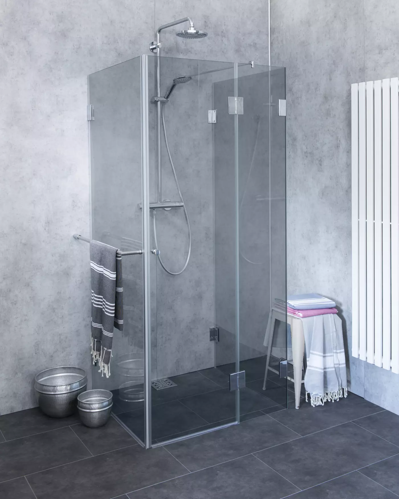 MU2S, 3-Seiten U-Dusche Sondermaß, Klarglas, Chrom