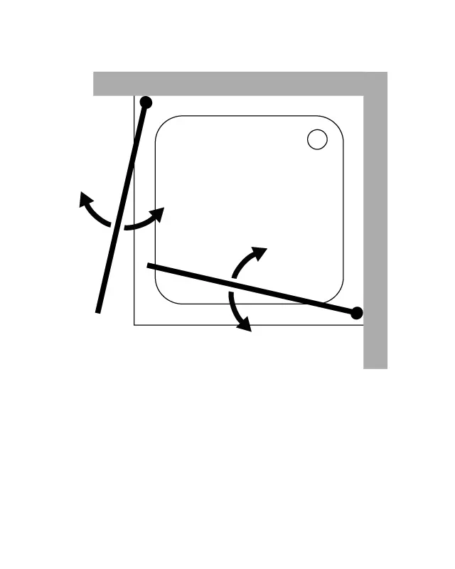 Eck Duschkabine 100x80 mit 2 Pendeltüren an Wand & Duschwanne