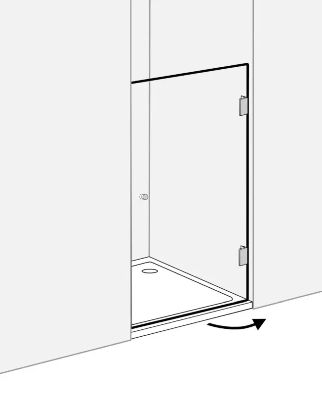 Duschabtrennung Nische mit Tür an Wand