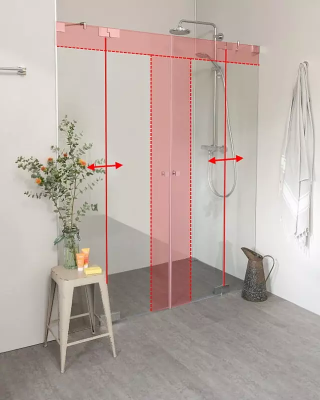 Nischendusche mit Pendeltür an Wand Sondermaße