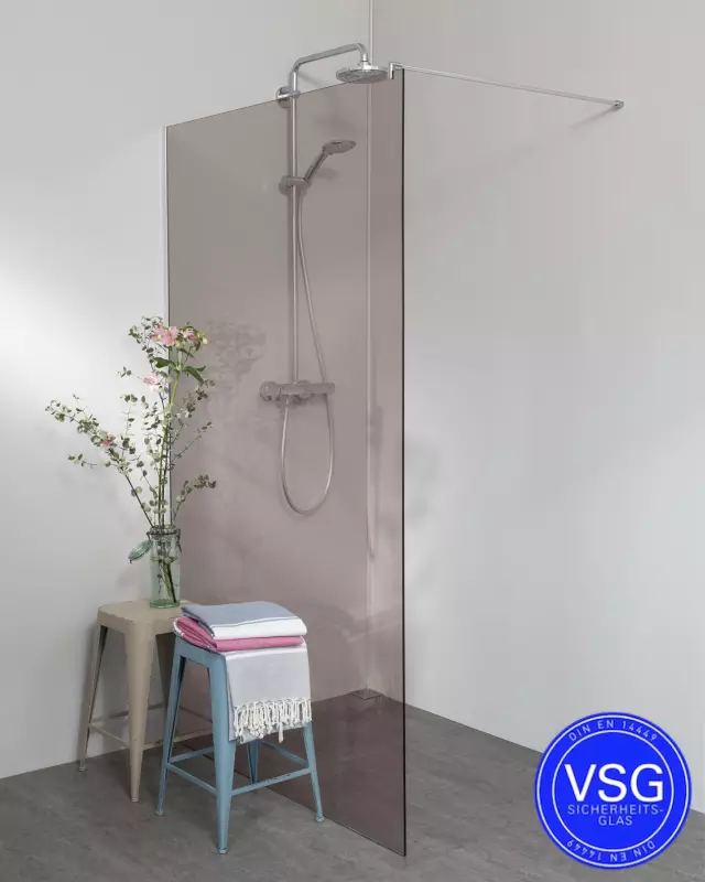 VSG Duschwand mit Klemmprofil Maßanfertigung bis 230 cm Höhe