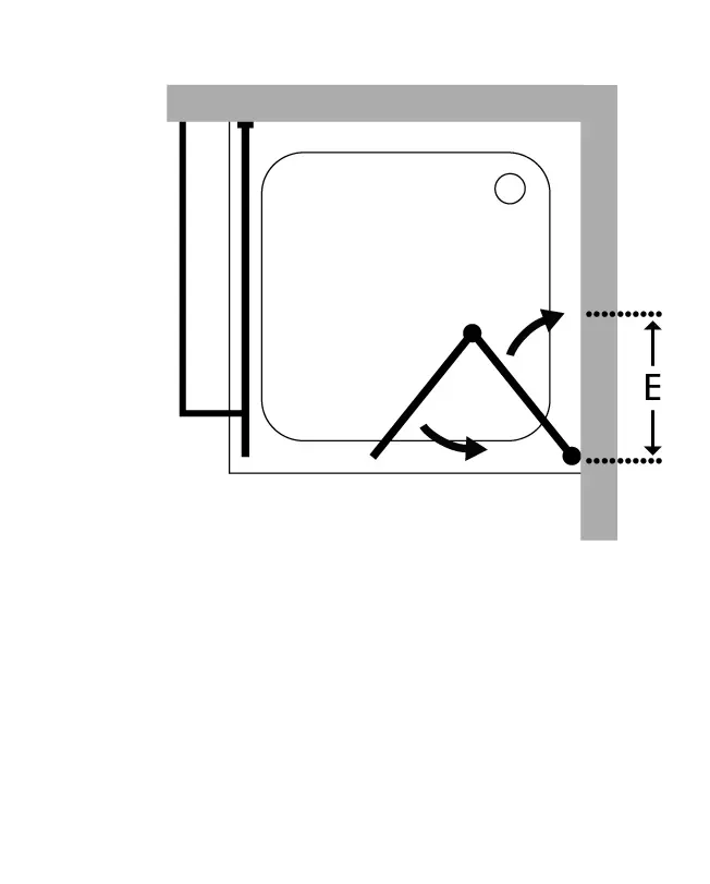 F1S, Eck Falt-Duschkabine + Festwand, Glas klar, verchromt, H=195cm
