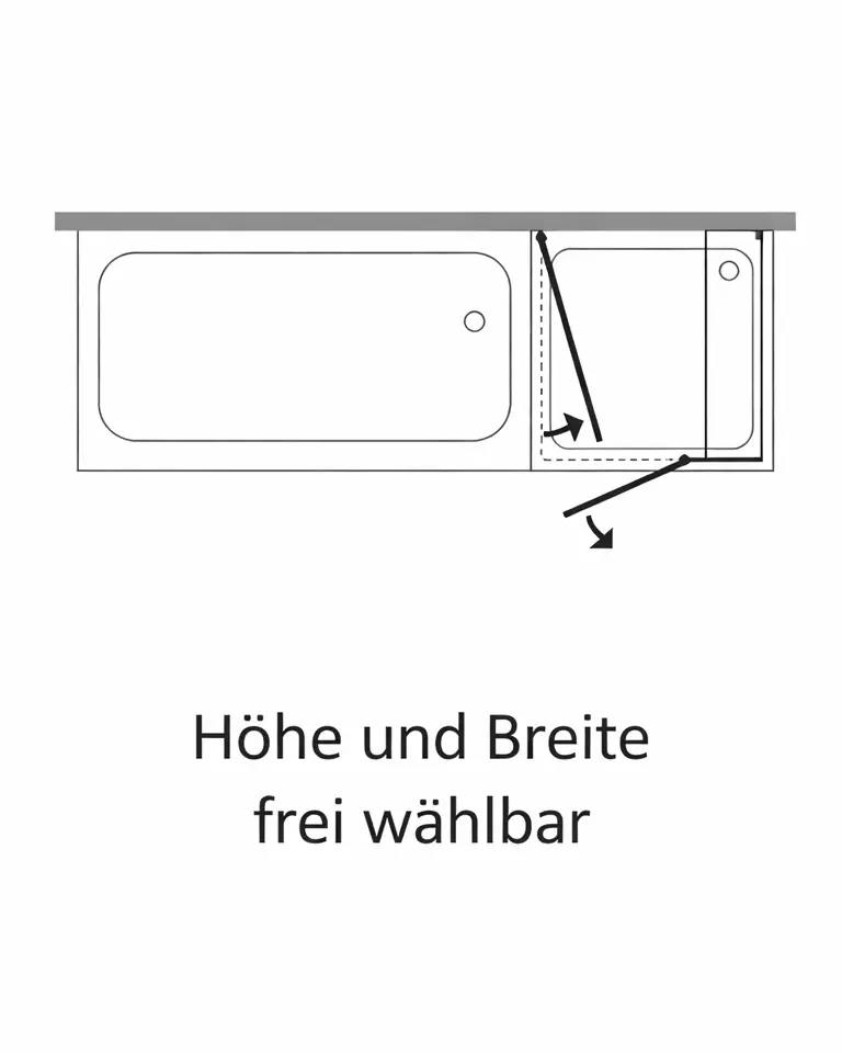MUiS, 3-Seiten U-Form Duschabtrennung nach Maß, Klarglas, Chrom, H=195cm