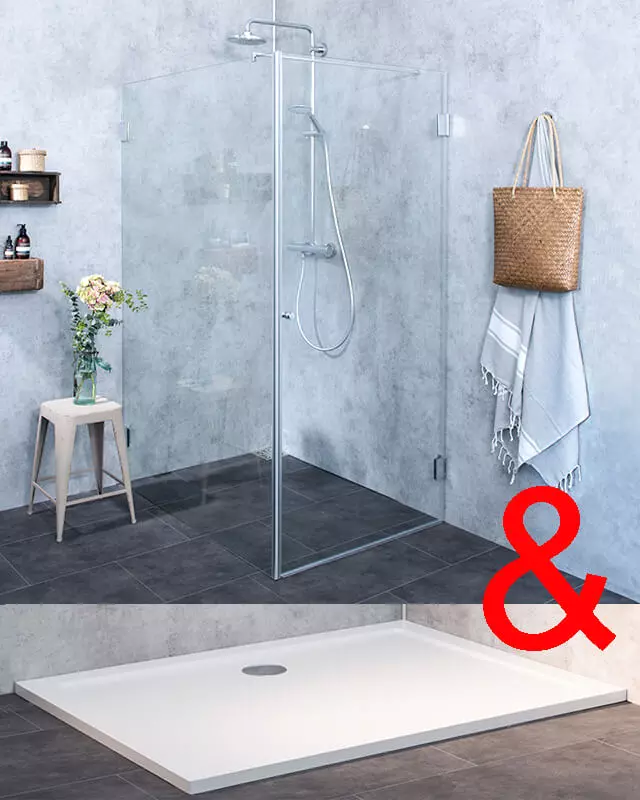 A1SX, Eck-Duschkabine + Festwand 120cm, Glas klar, verchromt, H=195cm