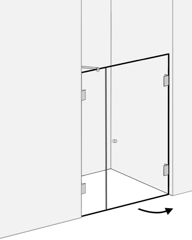Bündige Duschabtrennung für XL Nische bis 140,5cm mit Tür an Wand