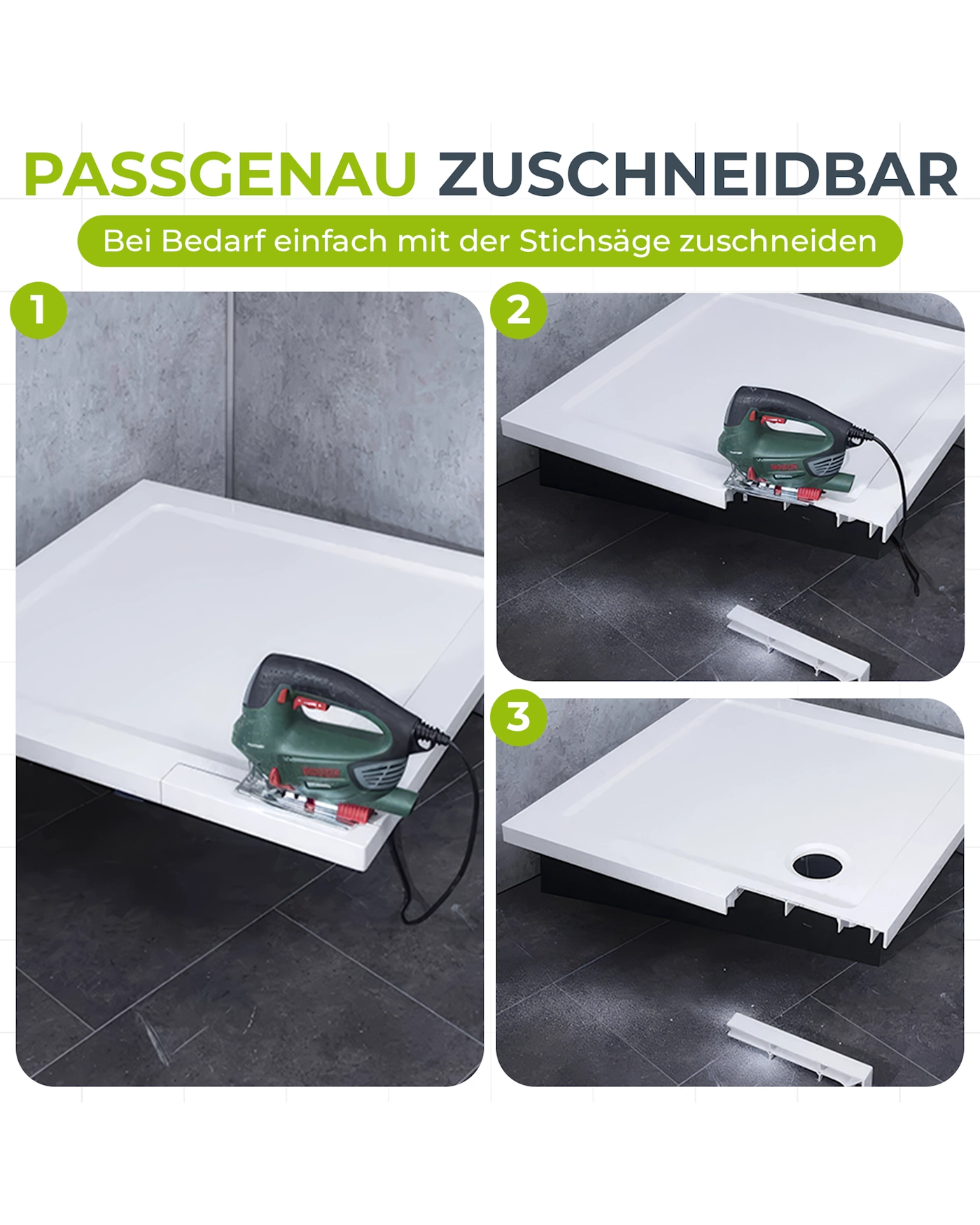 Trennwand, Duschtasse, Badewannenboden, Elektrischer Schleifer, Montagekit
