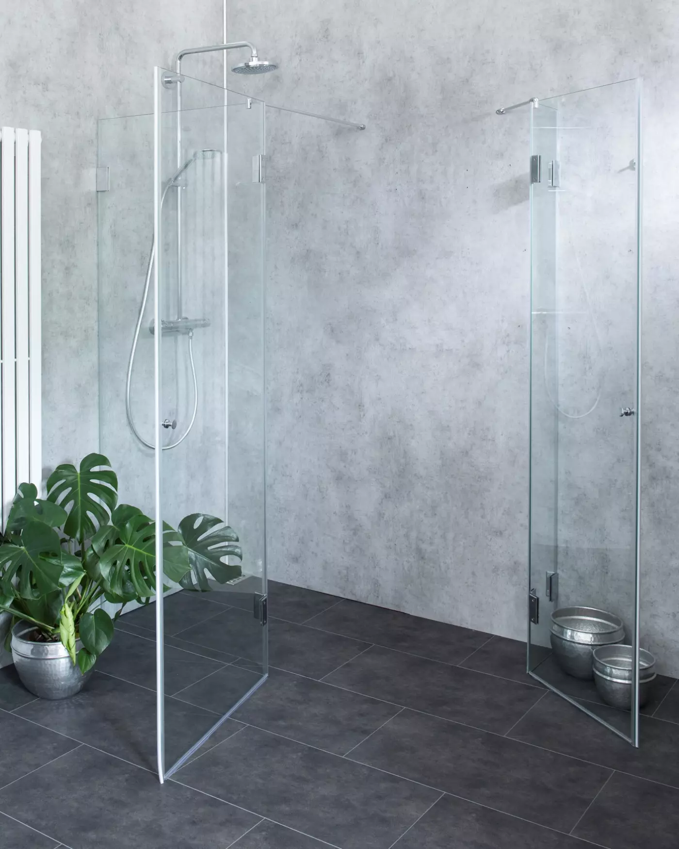 Bündige Eck-Dusche mit 2 Türen