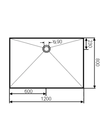 handmade sink, basin diagram, drain hole, mounting diagram, rectangular sink