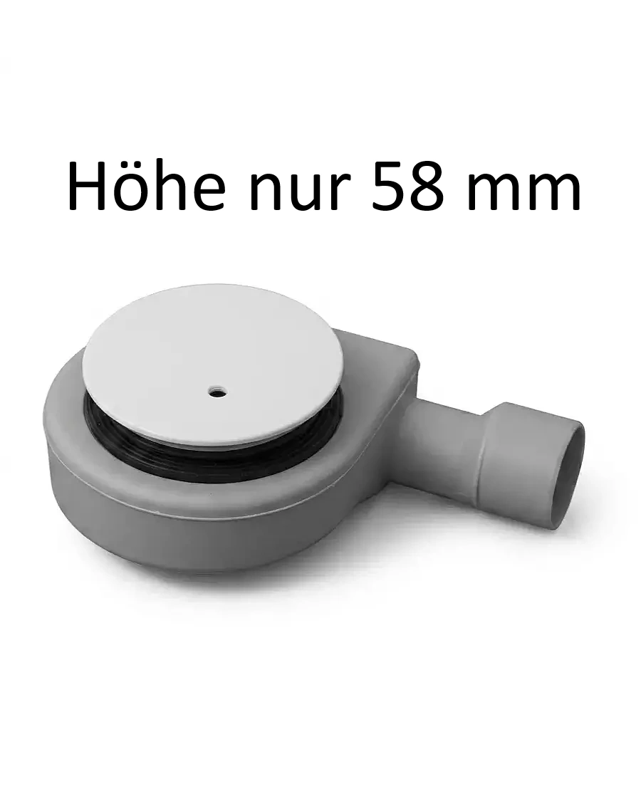 Ablaufgarnitur Duschwanne superflach mit Abdeckung weiß