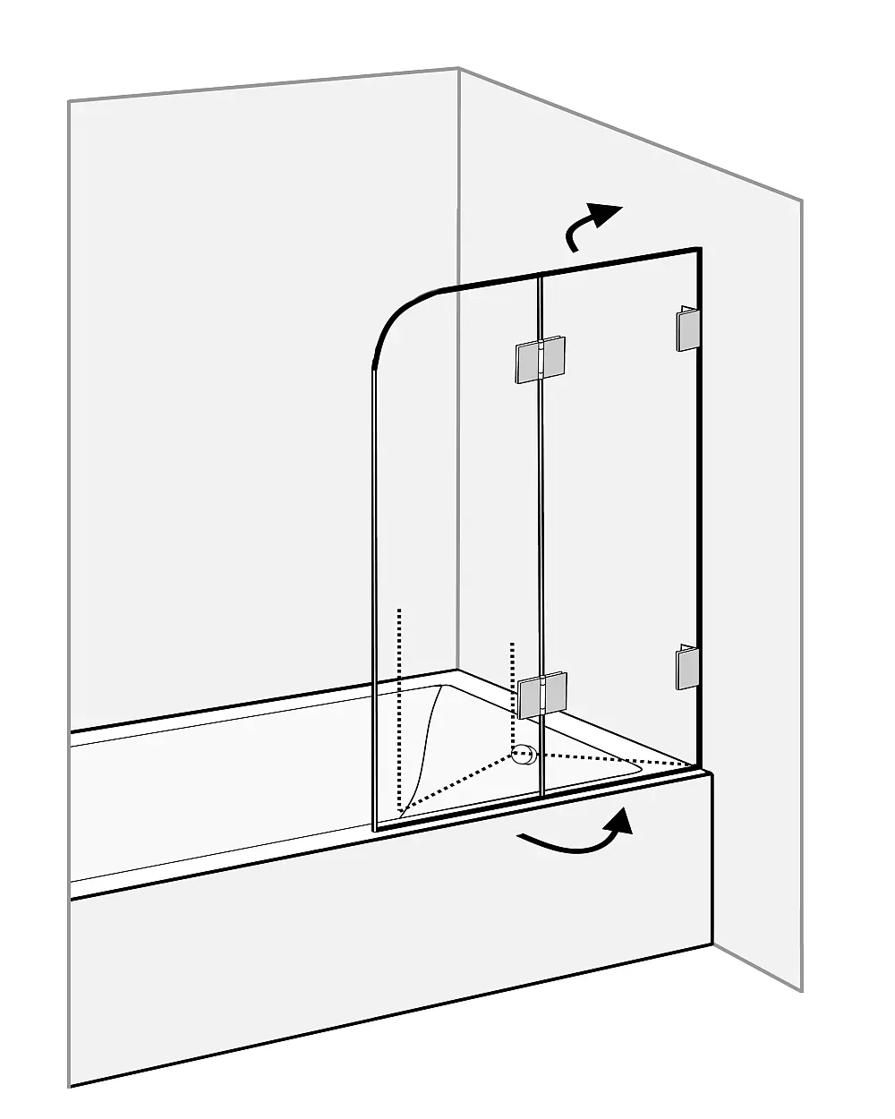 Badewannenaufsatz 2 Flügel H=150cm