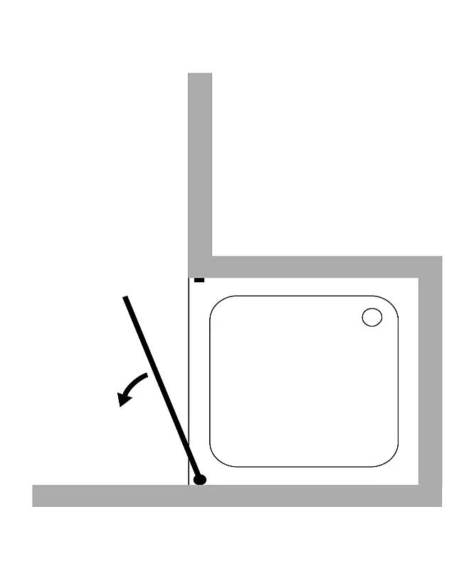 Duschabtrennung Nische mit Tür an Wand
