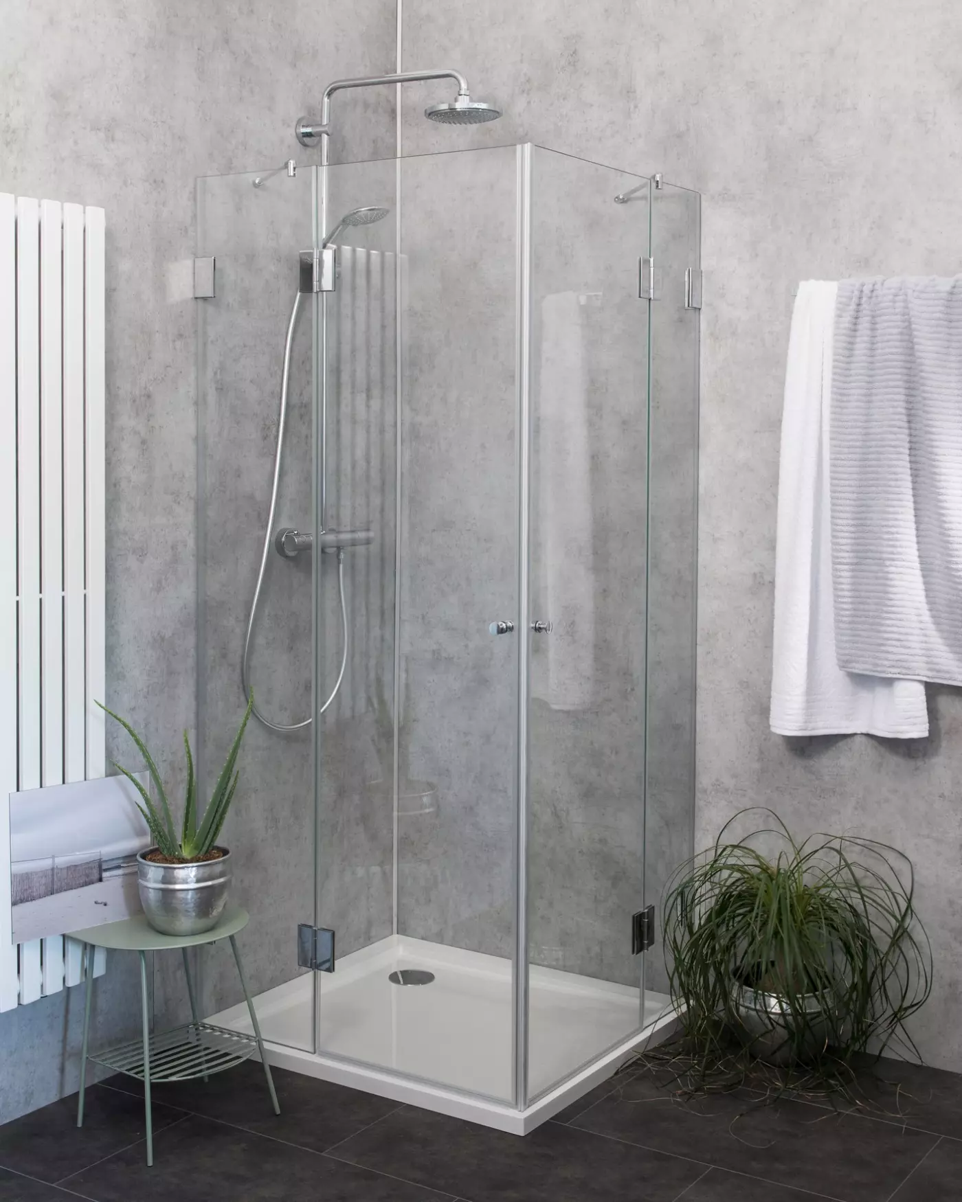 Eckdusche 80x80 mit 2 Türen & Duschwanne