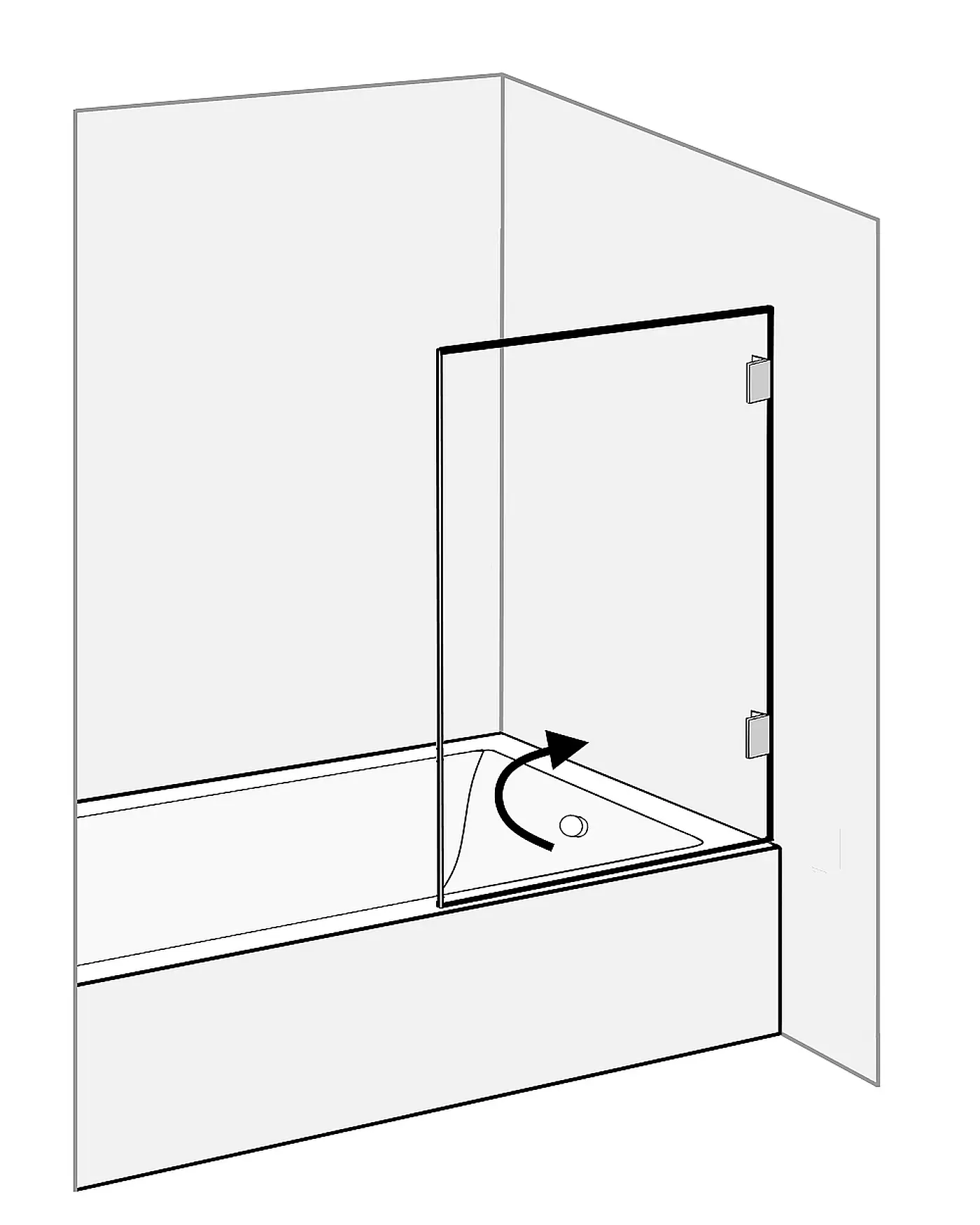 Badewannen Duschwand 1 Flügel H=150cm