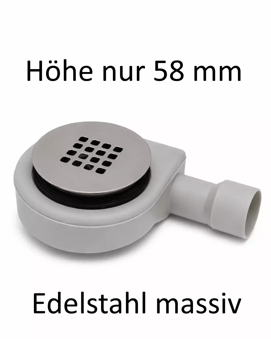 Ablaufgarnitur Duschwanne flach mit Edelstahlgitter Abdeckung