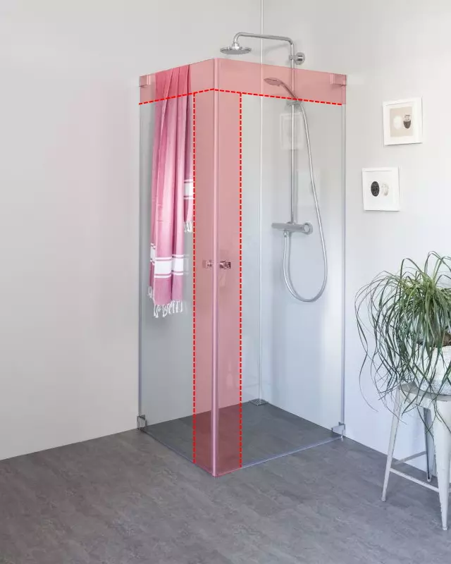 Eck Duschkabine mit 2 Pendeltüren an Wand auf Maß
