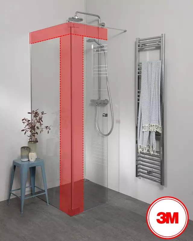 Begehbare Dusche zum Kleben mit Wandprofil & Klappteil über Eck nach Maß