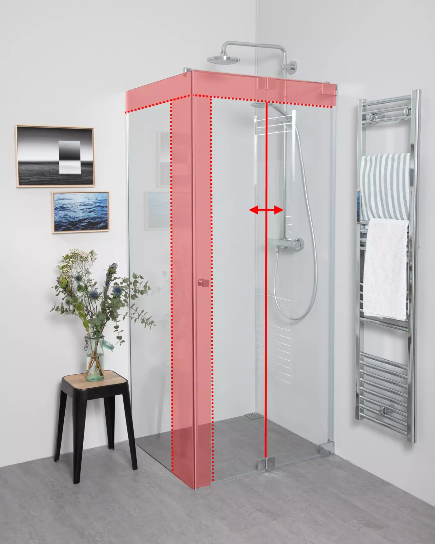 Dusche, Duschkabine, Glasdusche, Schiebetür, Nassraum
