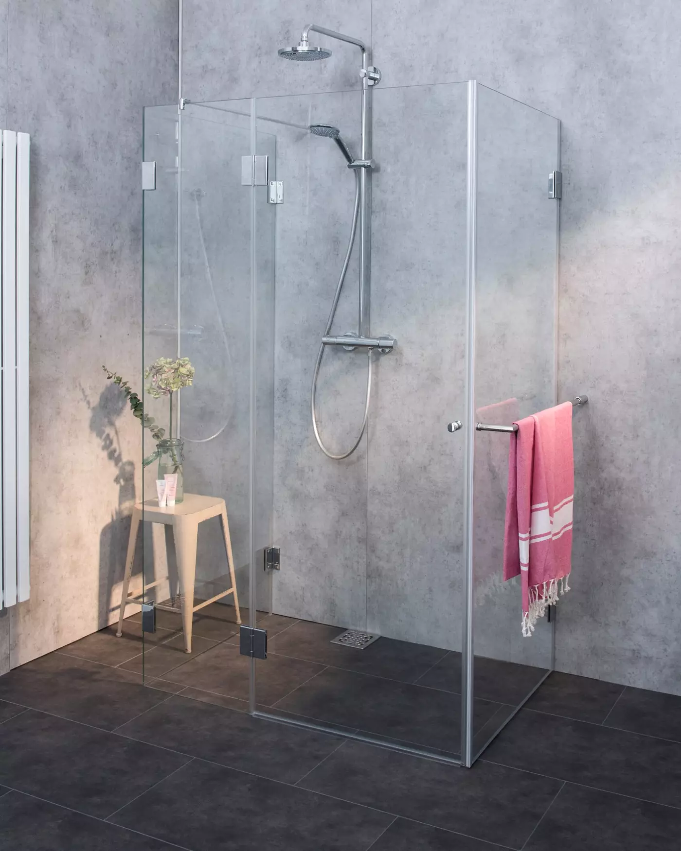 Große dreiseitige U-Dusche 1 Tür