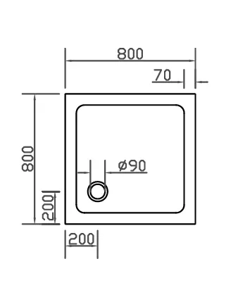 Duschkabine U Form 80x80 mit Duschwanne