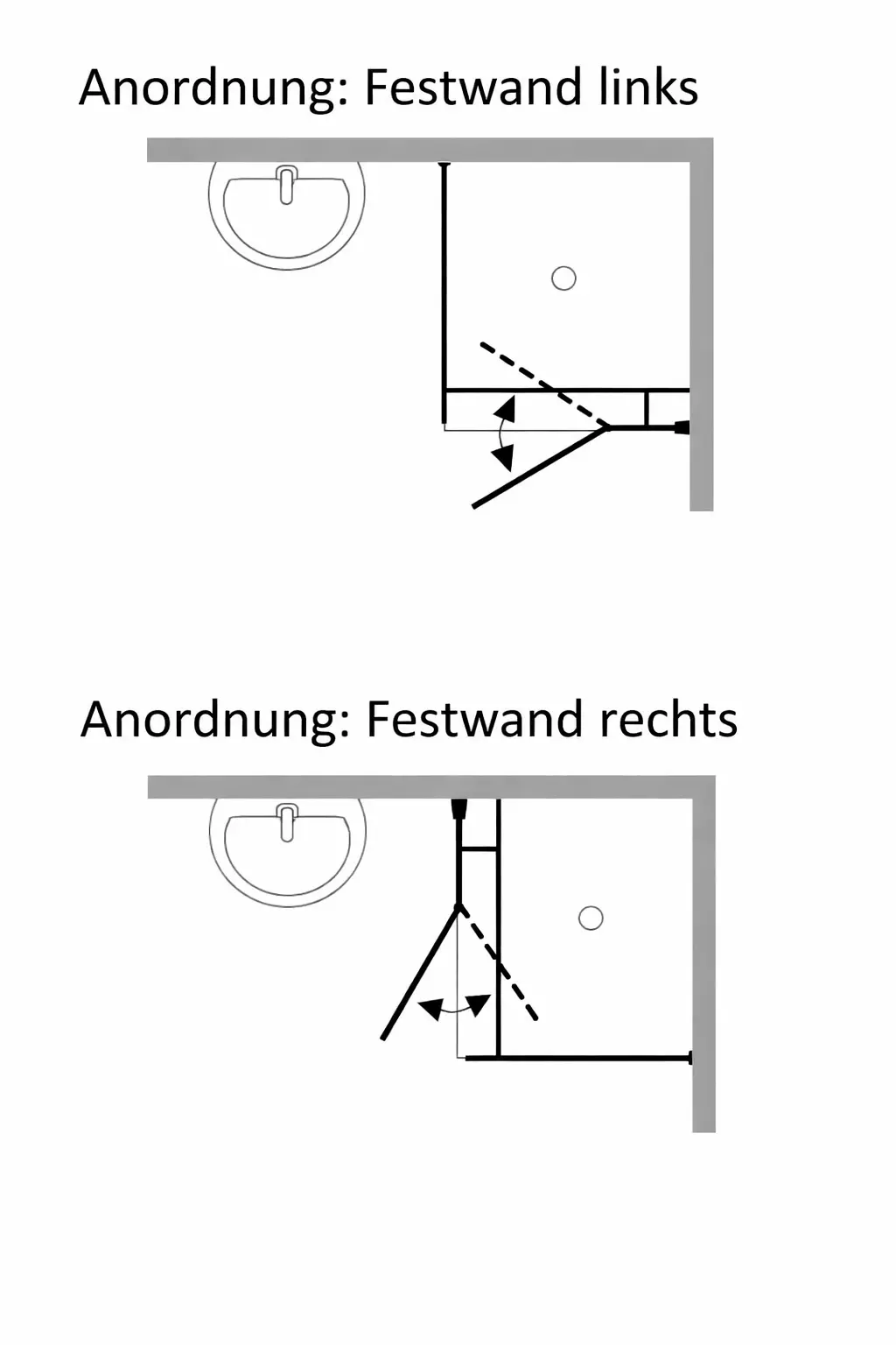 Eck Duschkabine mit Pendeltüre und Festwand groß