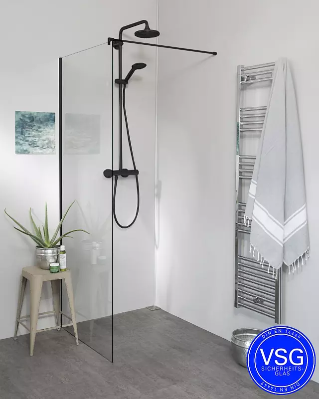 VSG Duschwand mit Klemmprofil