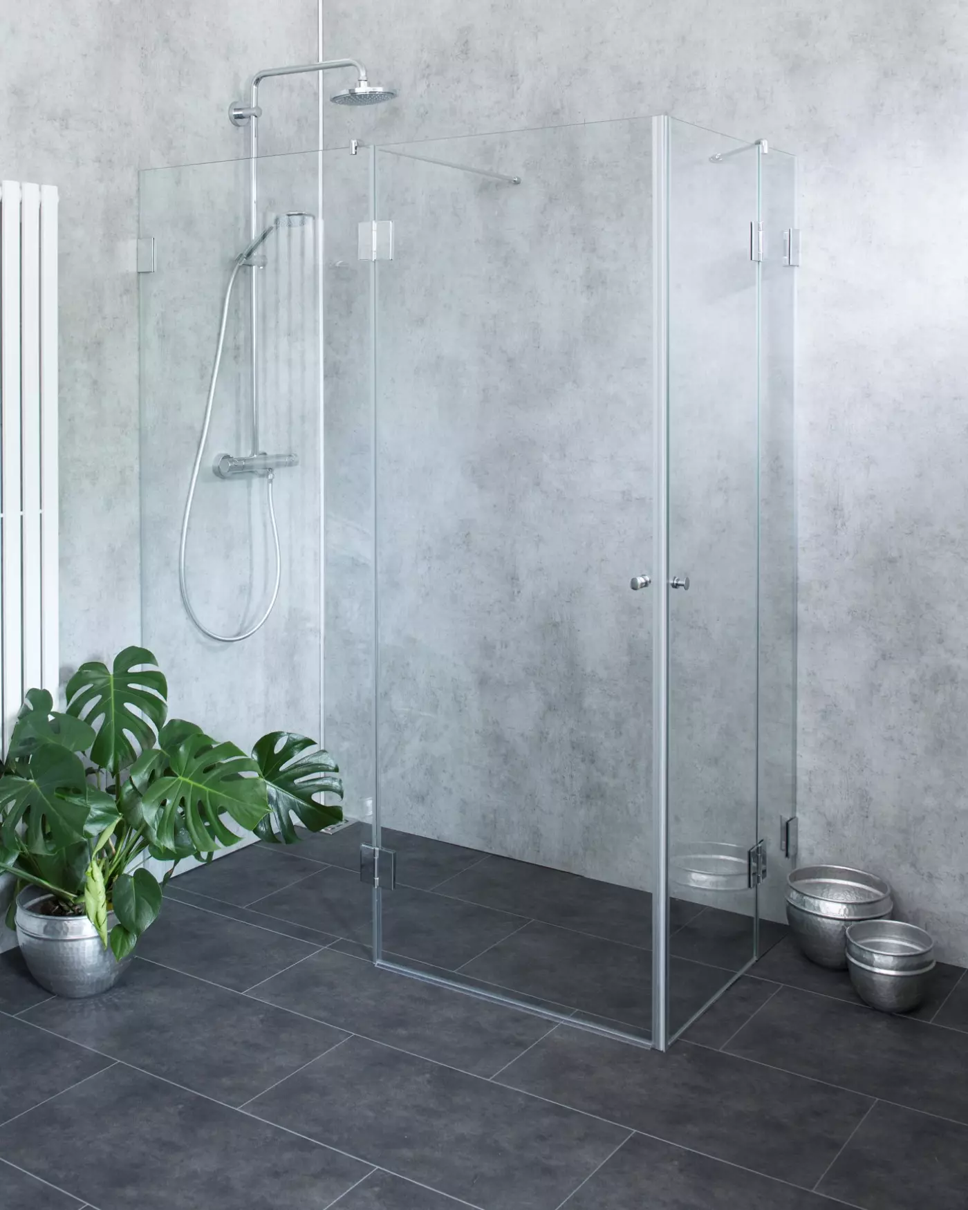Bündige Eck-Dusche mit 2 Türen
