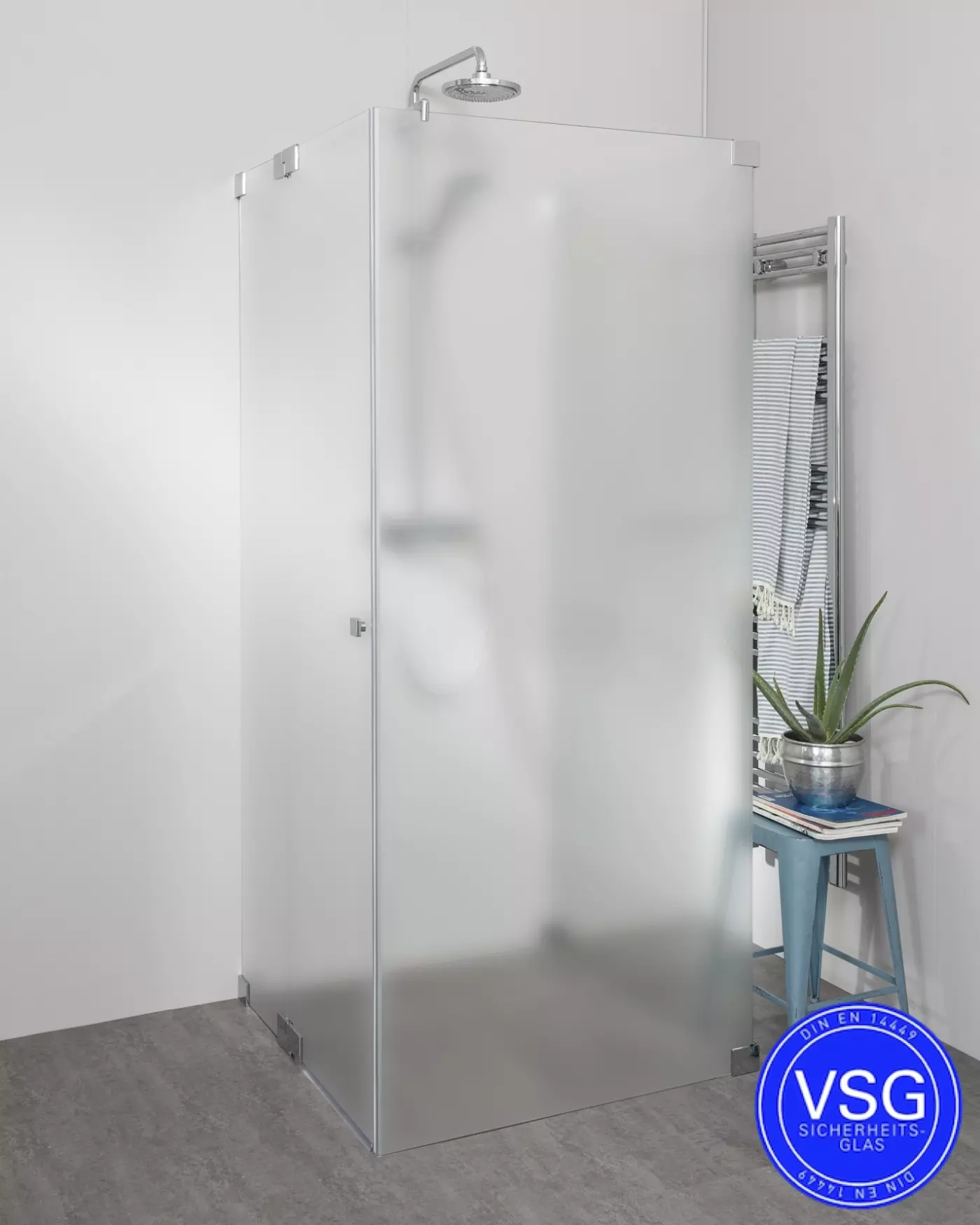 VSG Duschkabine U Form mit Pendeltür nach Maß, Seiteneinstieg