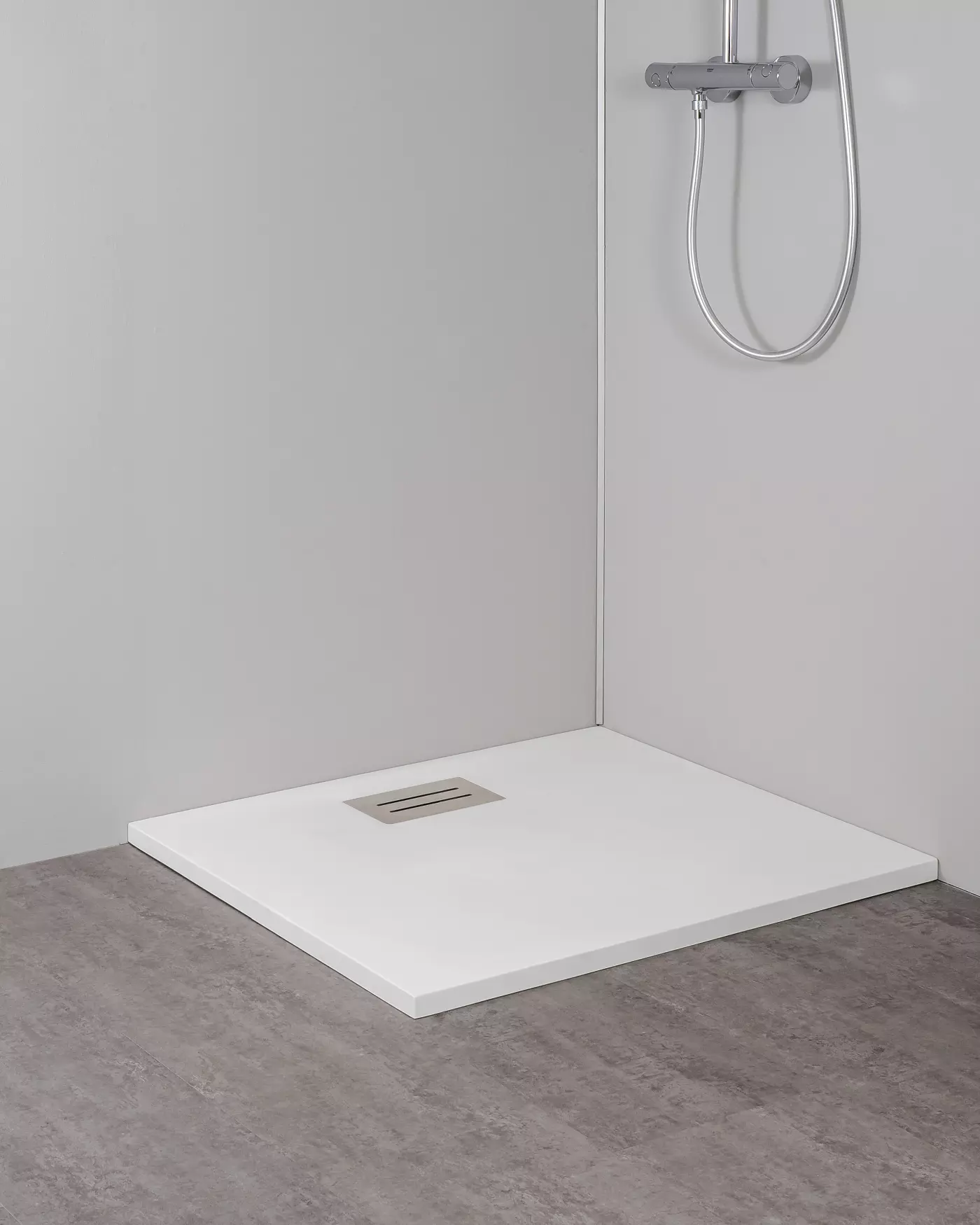 Duschwanne flach 90x90 auch bodengleich, MineralPro weiß matt
