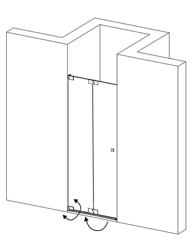 Nischendusche mit Pendeltür an Wand