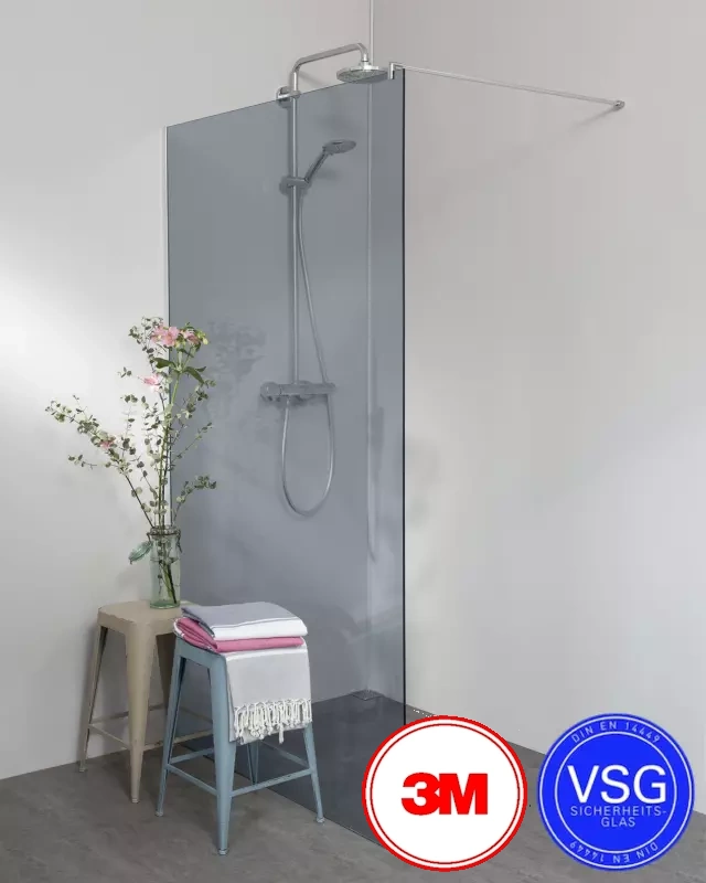 VSG Duschwand zum Kleben mit Klemmprofil Maßanfertigung