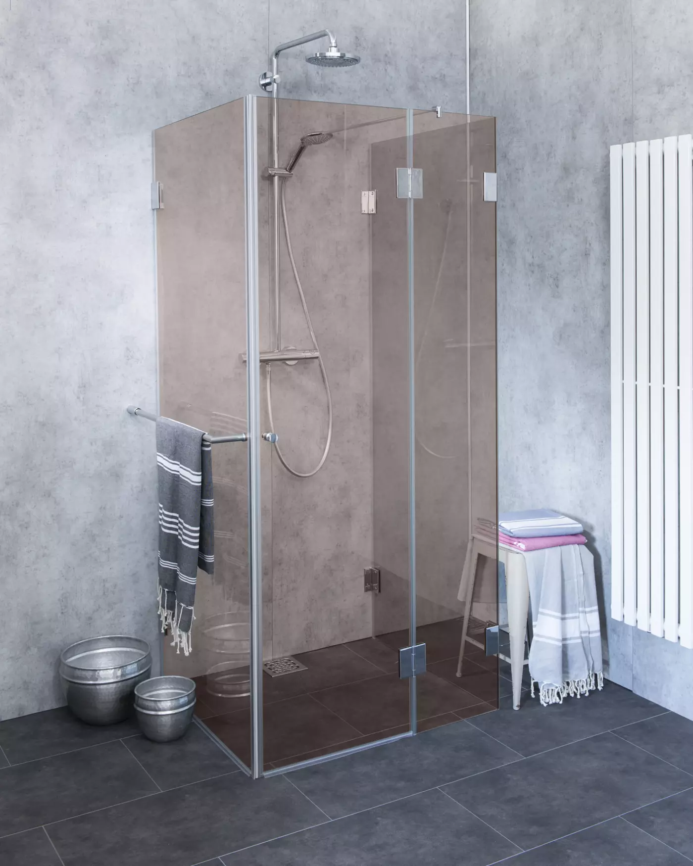 MU2S, 3-Seiten U-Dusche Sondermaß, Klarglas, Chrom