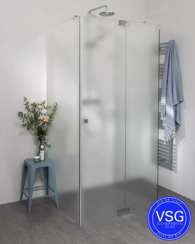 Teilgerahmte VSG Dusche U Form mit Pendeltür Fronteinstieg nach Maß