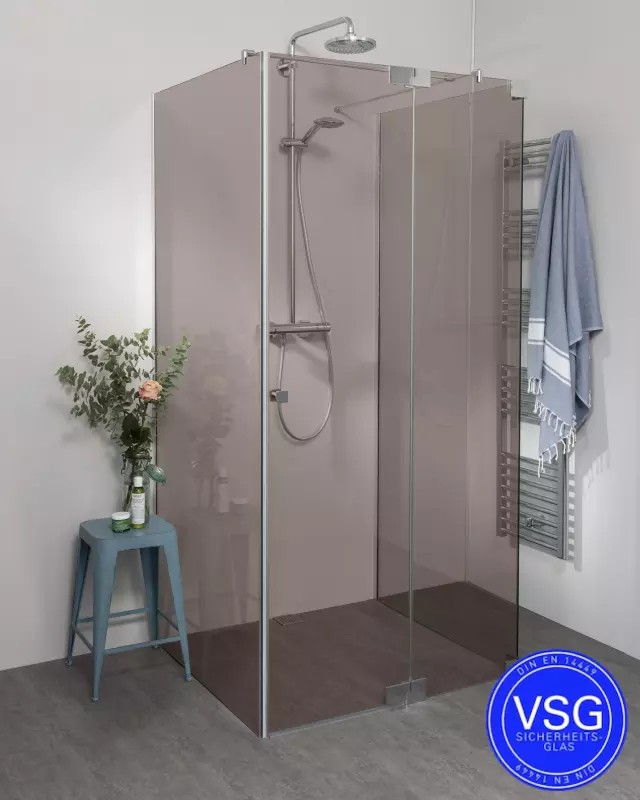 Teilgerahmte VSG Dusche U Form mit Pendeltür Fronteinstieg nach Maß
