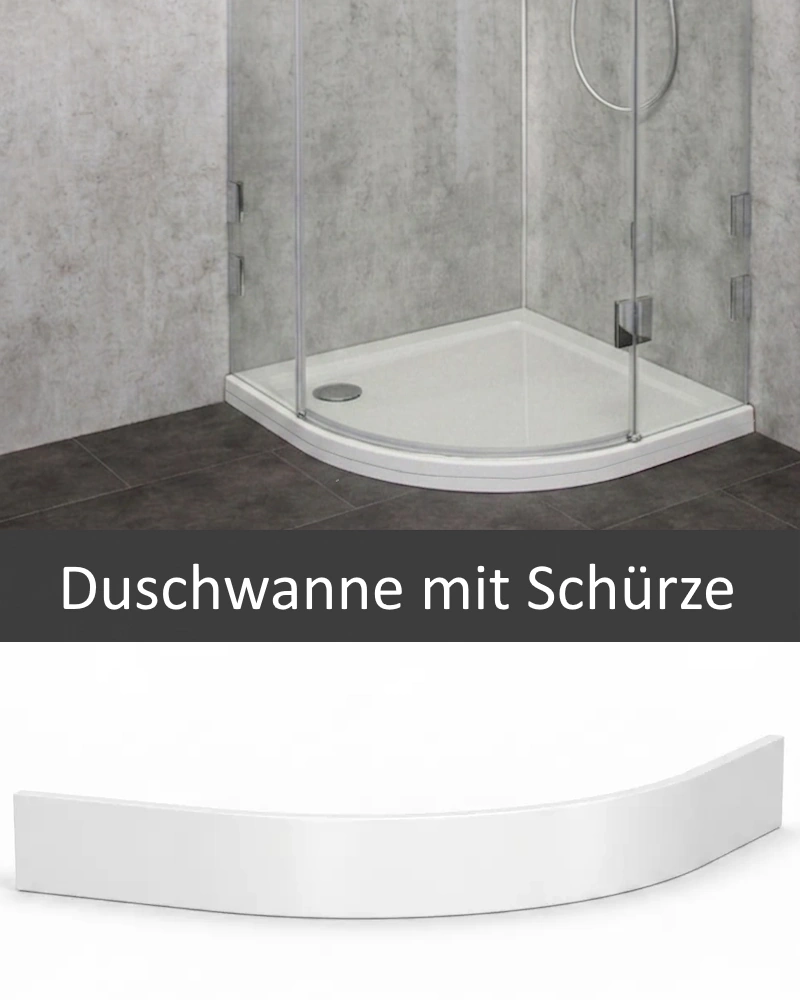 Schürze für Duschwanne weiß Viertelkreis 100x100 cm