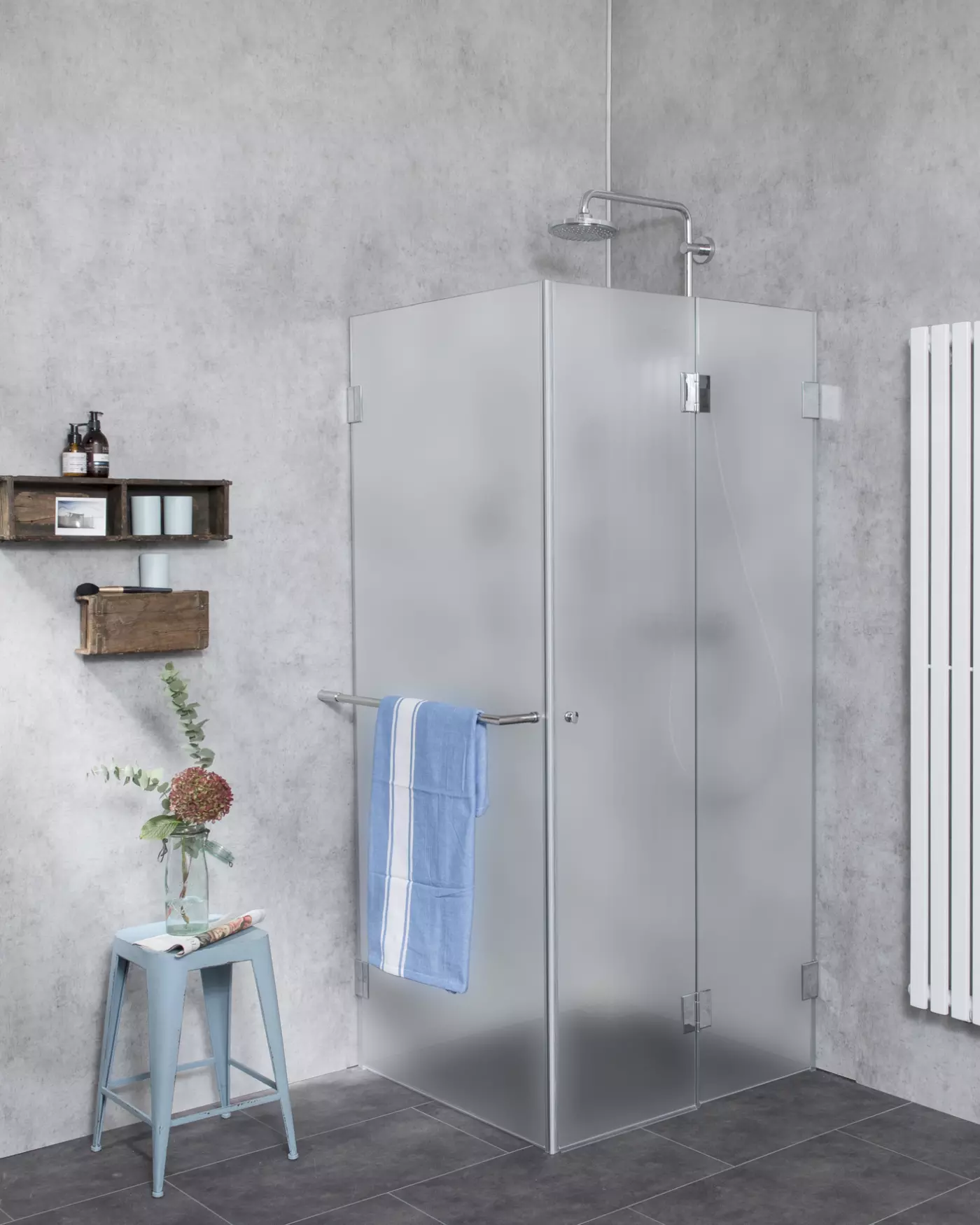 Falttür Dusche nach Maß mit Seitenwand