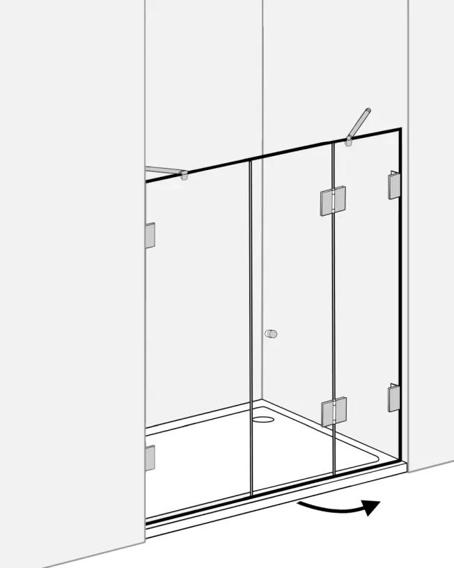 Bündige Duschabtrennung für XXL-Nische bis 204cm