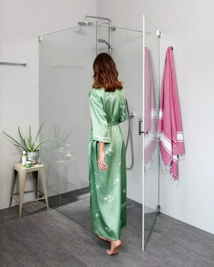 Eck Duschkabine mit Pendeltür an Wand + Festwand 120cm