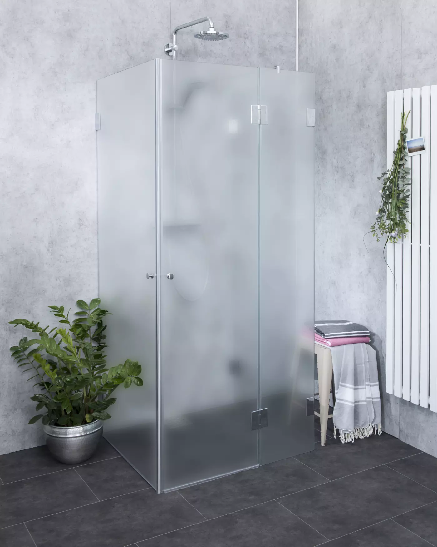MUiS, 3-Seiten U-Form Duschabtrennung nach Maß, Klarglas, Chrom, H=195cm
