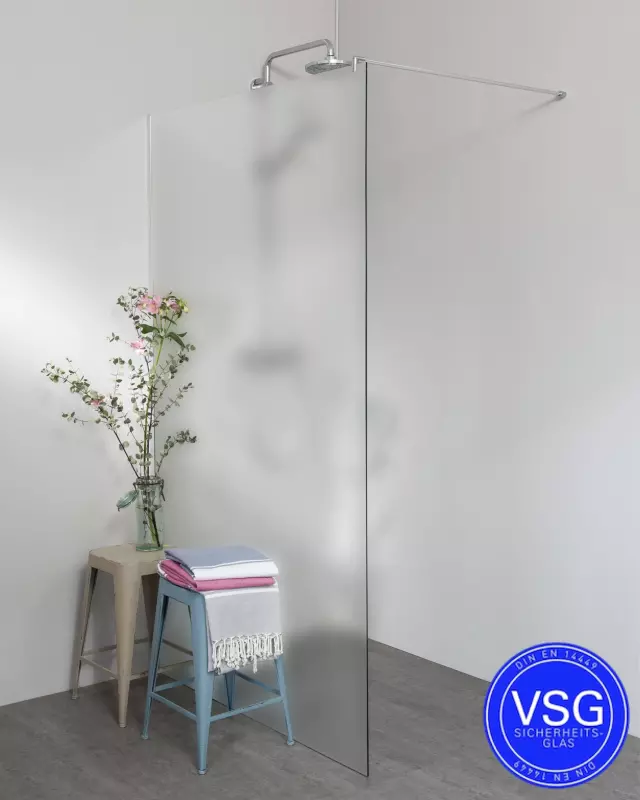 VSG Duschwand mit Klemmprofil Maßanfertigung bis 230 cm Höhe